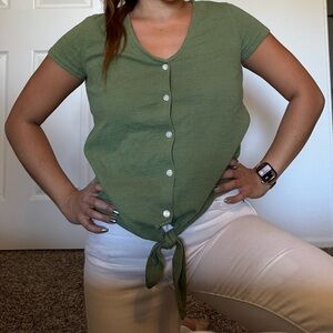 J. Crew Olive Button-Down Women's Shirt